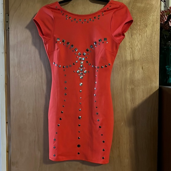 Nasty Gal Dresses & Skirts - Nasty gal size small orange dress with flat silver stud accents